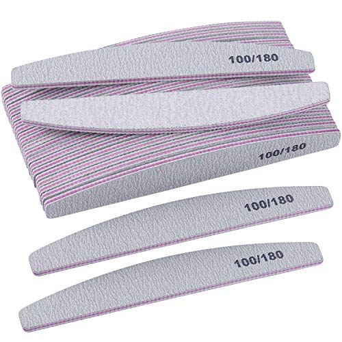 25 Pieces 100/180 Grits Nail Files and Buffers Professional Double Sided Emer...