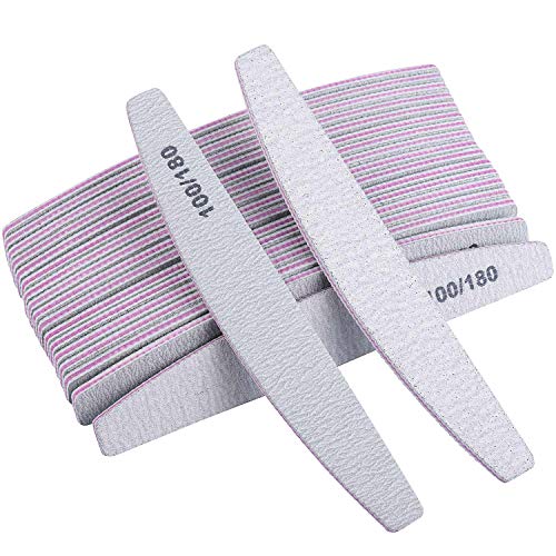 25 Pieces 100/180 Grits Nail Files and Buffers Professional Double Sided Emer...