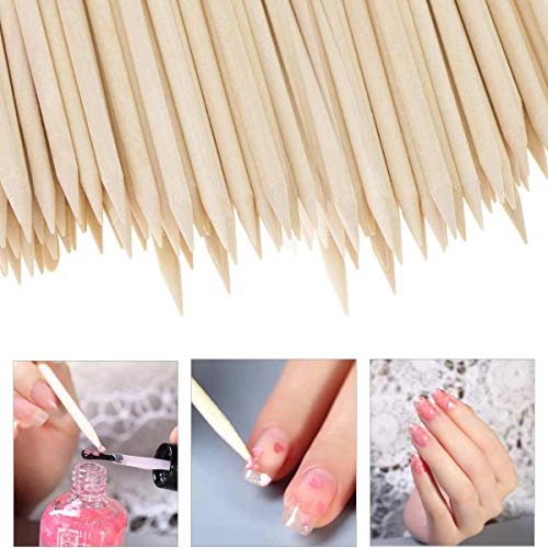 300 Count Orange Wood Stick 4.5 inch Cuticle Pusher Remover Nail Art Manicure...