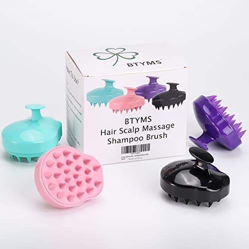 4 Pieces Silicone Hair Scalp Massager Shampoo Brush Shower Scalp Cleansing Br...