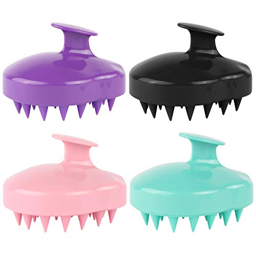 4 Pieces Silicone Hair Scalp Massager Shampoo Brush Shower Scalp Cleansing Br...