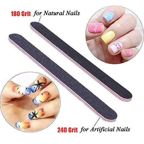 BTYMS 25Pcs 180/240 Grit Nail Files for Acrylic Nails Professional Coarse Emo...