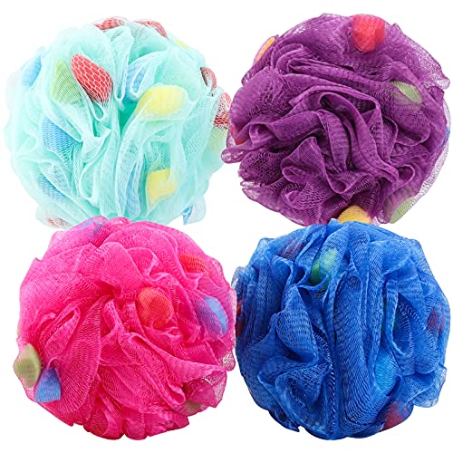 Premium Mesh Poufs (65g/pcs) Bath Sponges Shower Loofahs Exfoliating Mesh Puf...