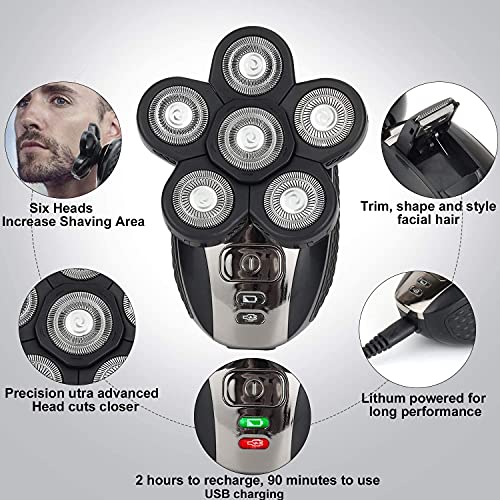 Electric Razor for Men, 5-in-1 Head Shavers for Bald Men Wet and Dry, Mens Gr...