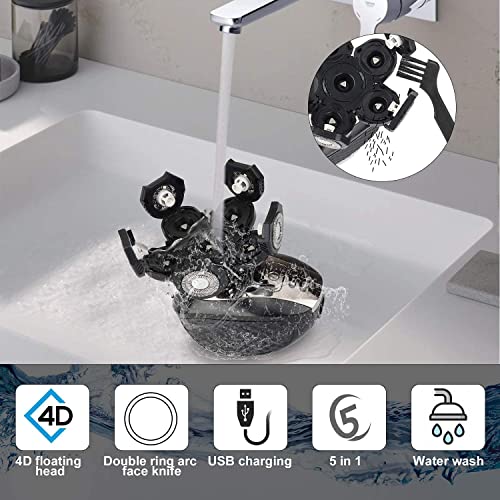 Electric Razor for Men, 5-in-1 Head Shavers for Bald Men Wet and Dry, Mens Gr...