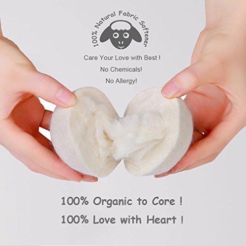 Budieggs Wool Dryer Balls Organic XL 6-Pack, 100% New Zealand Chemical Free F...