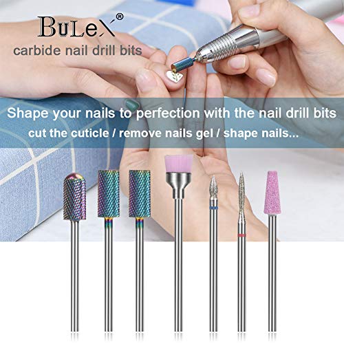 Bulex 7pcs Nail Drill Bits for Acrylic Nails - 3/32 Electric Nail Drill Bit S...