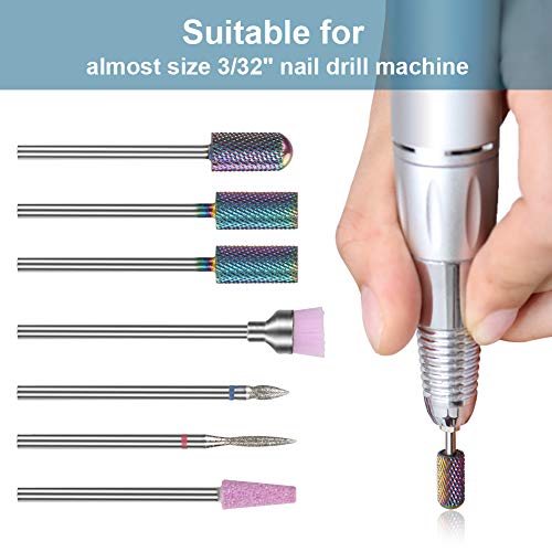 Bulex 7pcs Nail Drill Bits for Acrylic Nails - 3/32 Electric Nail Drill Bit S...