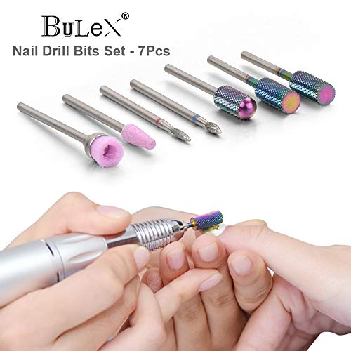 Bulex 7pcs Nail Drill Bits for Acrylic Nails - 3/32 Electric Nail Drill Bit S...
