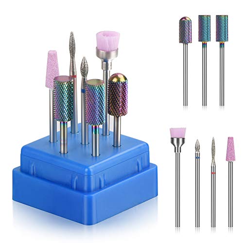 Bulex 7pcs Nail Drill Bits for Acrylic Nails - 3/32 Electric Nail Drill Bit S...