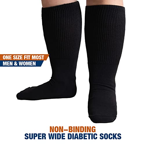 Bulinlulu Extra Wide Socks for Swollen Feet- 2 Pairs Super Wide Diabetic Sock...