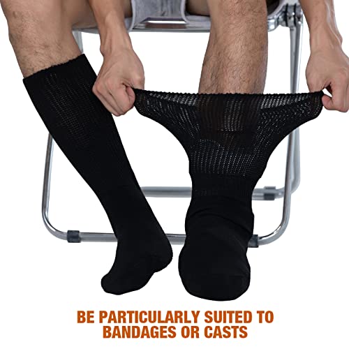 Bulinlulu Extra Wide Socks for Swollen Feet- 2 Pairs Super Wide Diabetic Sock...