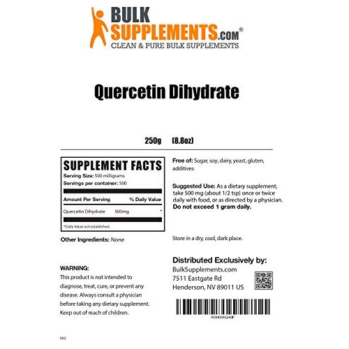 BulkSupplements.com Quercetin 500mg Dihydrate - Immune System Vitamins - Clea...