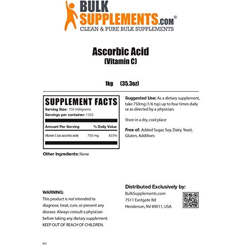 BulkSupplements.com Vitamin C Powder - Ascorbic Acid Vitamin C - Vitamin C Su...