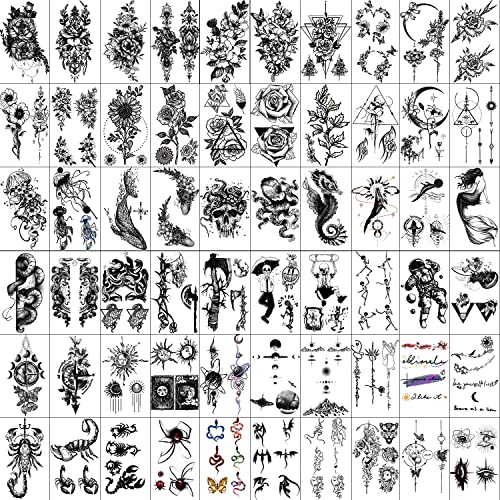 60 Sheets Temporary Tattoos For Kids Adults Men And Women,Tiny Fake Tattoos S...