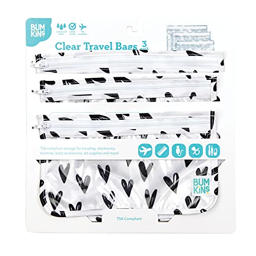 Bumkins TSA Approved Toiletry Bag, Travel Bag, Quart Zip Pouch, Clear Sided, ...