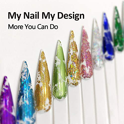 BURANO Nail Art Foil Glue Gel, 15ML 2 Bottles with 60PCS Foils Sticker, Nails...