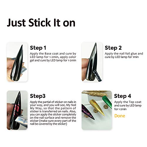 BURANO Nail Art Foil Glue Gel, 15ML 2 Bottles with 60PCS Foils Sticker, Nails...