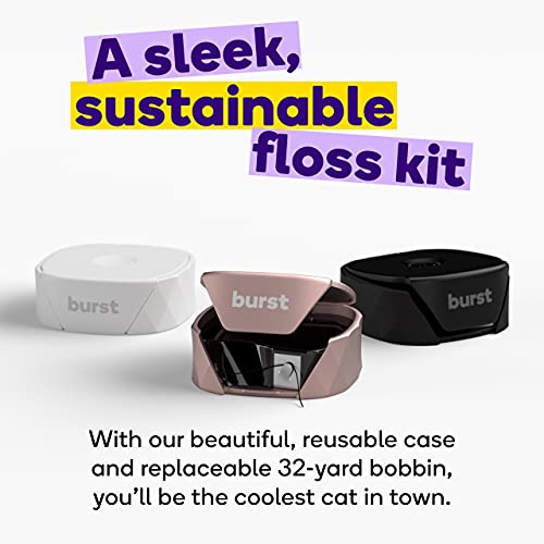 Burst Refillable Dental Floss Set with Mint Eucalyptus Aroma, Charcoal Coatin...