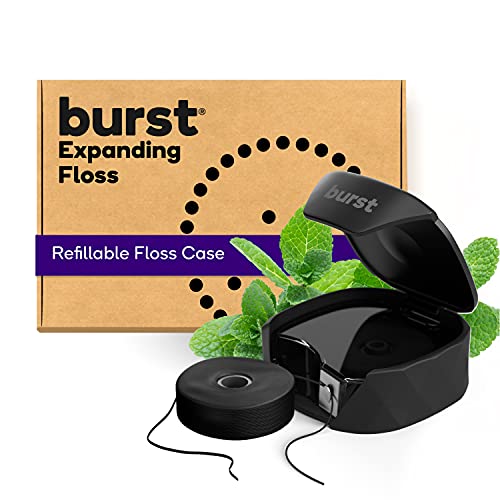 Burst Refillable Dental Floss Set with Mint Eucalyptus Aroma, Charcoal Coatin...