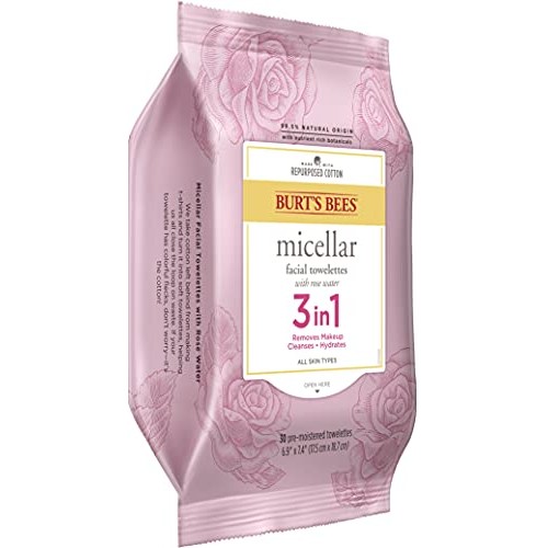 Burt's Bees 3 In 1 Micellar Facial Cleanser Towelettes and Makeup Remover Wip...