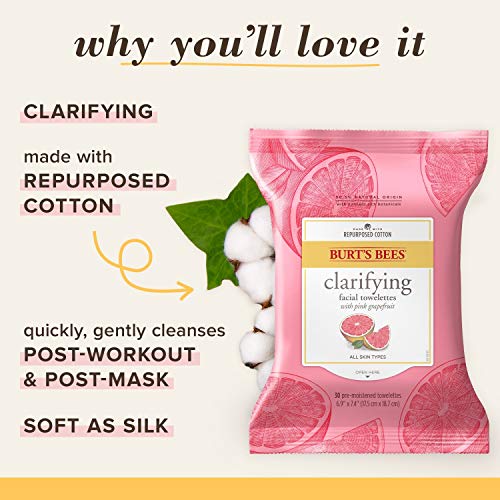 Burts Bees Clarifying Facial Cleanser Towelettes and Makeup Remover Wipes wit...