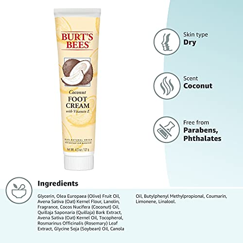 Burt's Bees Coconut Oil Foot Cream, Package May Vary, 4.3 Oz