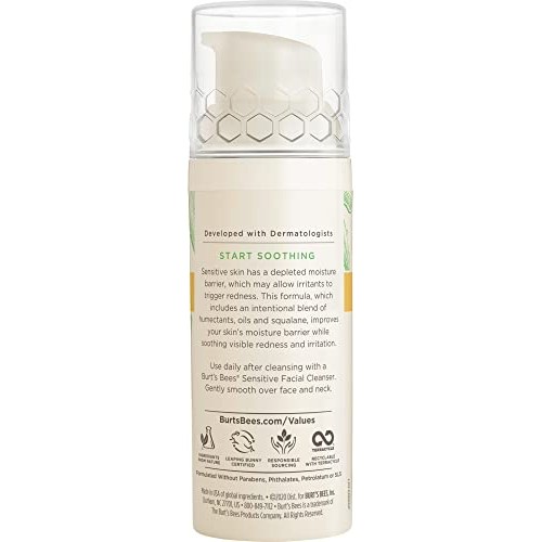Burt's Bees Daily Face Moisturizer Cream for Sensitive Skin, Fragrance Free L...