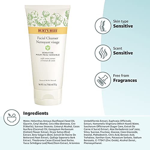 Burt's Bees Face Cleanser, Facial Wash for Sensitive Skin, Natural Skin Care,...