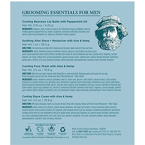 Burt's Bees Grooming Essentials For Men with Cooling Face Wash Cooling Shave ...