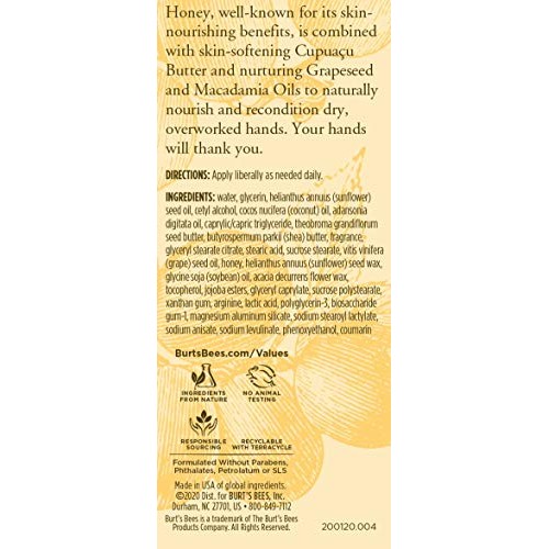 Burt's Bees Hand Cream, (Package May Vary) Honey & Grapeseed Oil 2.6 Ounce