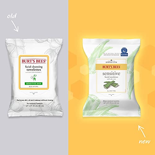 Burt's Bees Sensitive Facial Cleansing Towelettes with Cotton Extract for Sen...