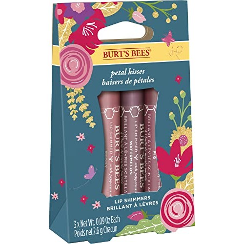 Easter Basket Stuffers, Burt's Bees Gift for Spring, 3 Moisturizing Lip Shimm...