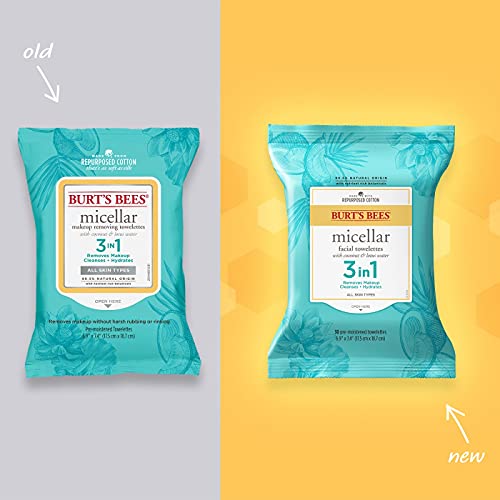 Face Wipes, Burt's Bees Facial Cleansing, Makeup Remover Towelettes, 3 in 1 H...