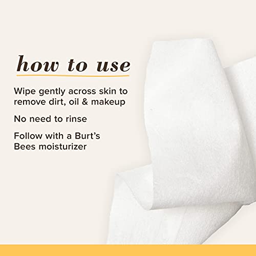 Face Wipes, Burt's Bees Facial Cleansing, Makeup Remover Towelettes, 3 in 1 H...