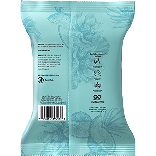 Face Wipes, Burt's Bees Facial Cleansing, Makeup Remover Towelettes, 3 in 1 H...