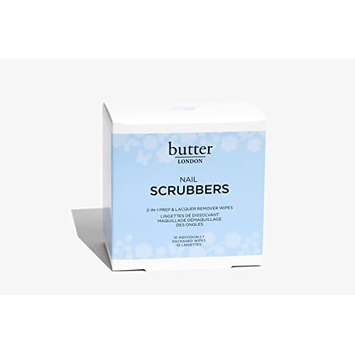 butter LONDON Nail Scrubbers 2-in-1 Prep & Lacquer Remover Wipes, 10 Count