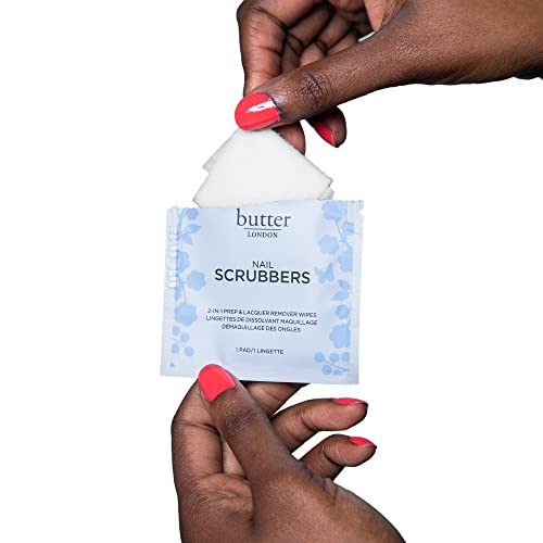 butter LONDON Nail Scrubbers 2-in-1 Prep & Lacquer Remover Wipes, 10 Count