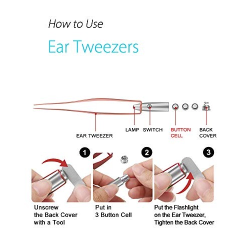 Earwax Spoon Digger & Ear Tweezers with LED Light, Ear Wax Removal Tool for K...