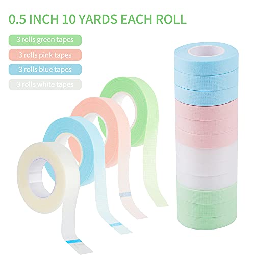 12 Rolls Eyelash Extension Tape, Adhesive Fabric lash Tape,Under Eye tape,Bre...