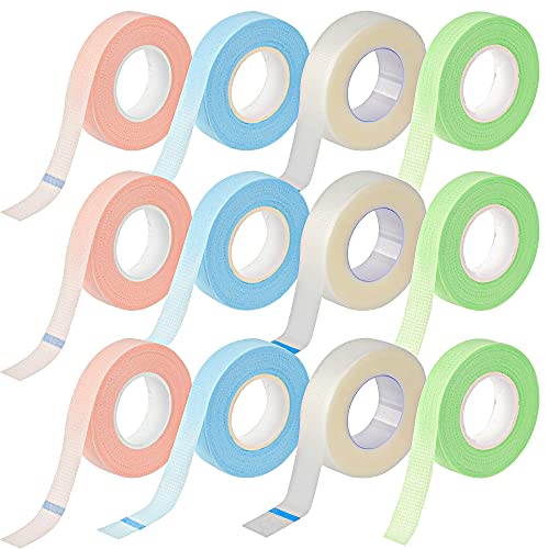 12 Rolls Eyelash Extension Tape, Adhesive Fabric lash Tape,Under Eye tape,Bre...