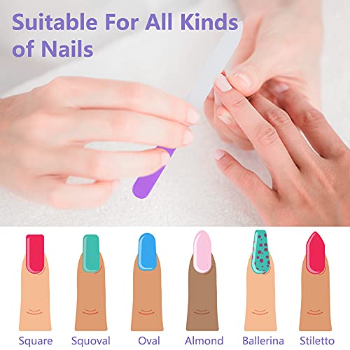 9 Pack Glass Nail File with Case, Crystal Glass Nail File Beauty Manicure Fin...