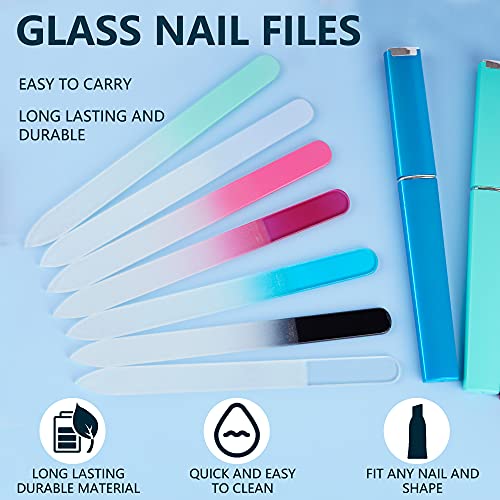 9 Pack Glass Nail File with Case, Crystal Glass Nail File Beauty Manicure Fin...