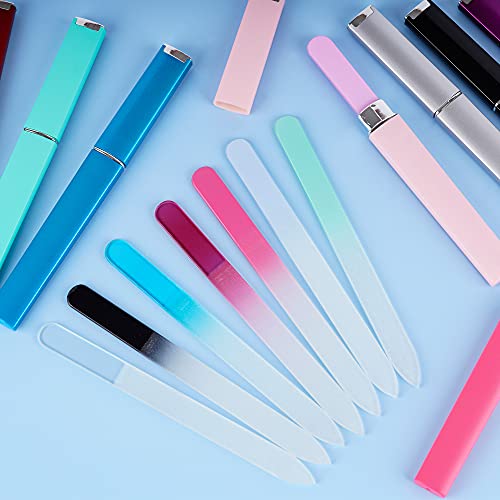 9 Pack Glass Nail File with Case, Crystal Glass Nail File Beauty Manicure Fin...