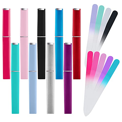 9 Pack Glass Nail File with Case, Crystal Glass Nail File Beauty Manicure Fin...