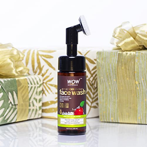 WOW Skin Science Apple Cider Vinegar Foam Exfoliating Face Wash & Brush - Fac...