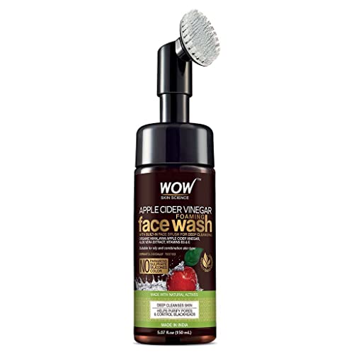 WOW Skin Science Apple Cider Vinegar Foam Exfoliating Face Wash & Brush - Fac...