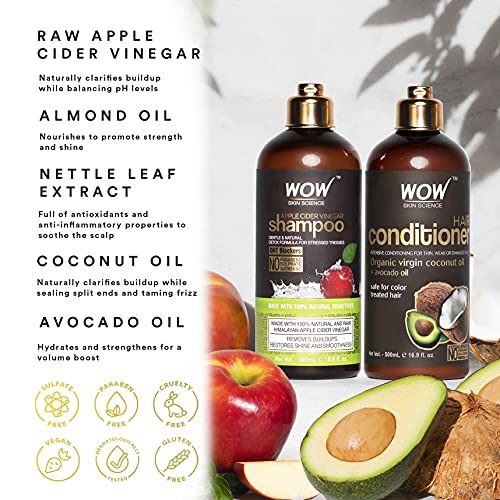WOW Skin Science Apple Cider Vinegar Shampoo & Conditioner Set - Men and Wome...