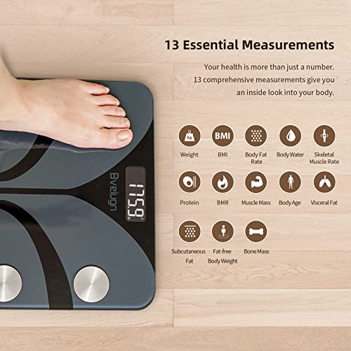 Body Fat Scale, Bveiugn Smart Scale for Body Weight BMI Digital Bathroom Wire...