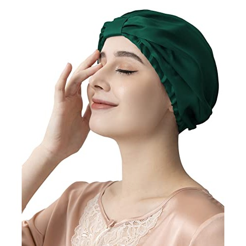 BXZUSIO 100% Mulberry Silk Bonnet for Sleeping Hair Care Night Silk Sleep Cap...